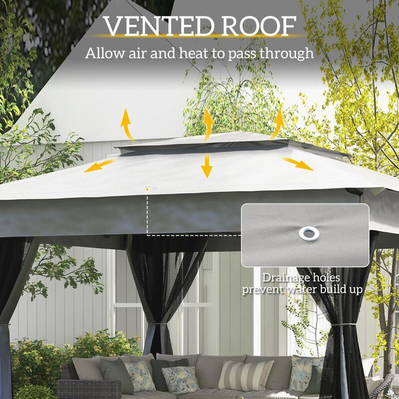 Hivvago Outdoor 11x11 Canopy Gazebo with Mesh Netting and Carry Bag image number 5