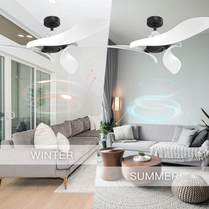 54 in. White Propeller Ceiling Fan with Remote without Light