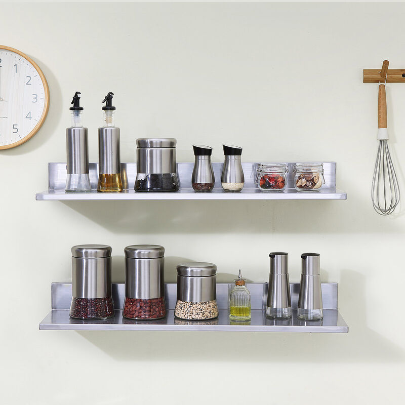 Stainless Steel Floating Shelves for Kitchen, Bar, or Restaurant, Set of 2