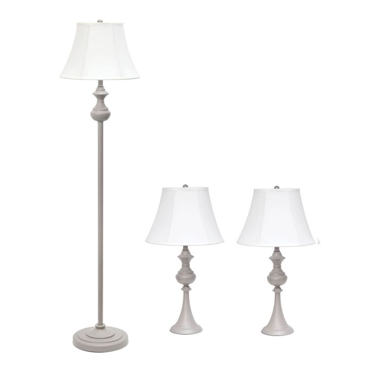 Elegant Designs Traditionally Crafted 3 Pack Lamp Set (2 Table Lamps, 1 Floor Lamp)