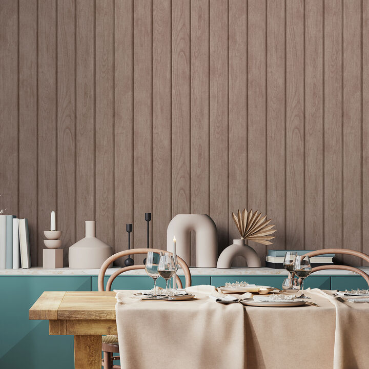 Luxe Wood Slats Maple Wallpaper