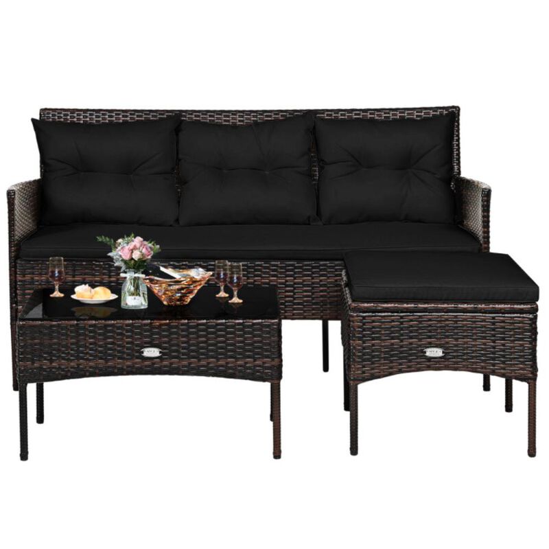 Hivvago 3 Pieces Patio Furniture Sectional Set with 5 Cozy Cushions