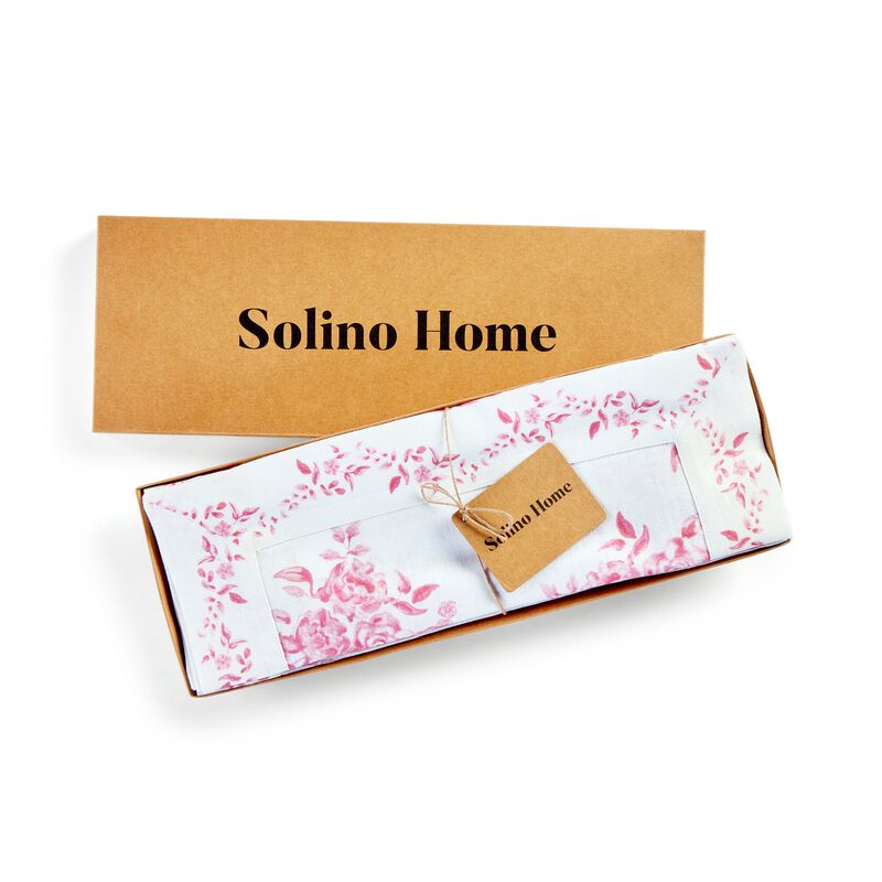 Solino Home Jolie Fleur 100% Linen Placemats &ndash; Set of 4, 14 x 19 in, Machine Washable, Holiday and Everyday Dining
