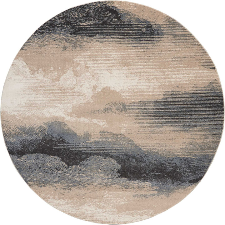 HomeRoots Abstract Non Skid Round Rug