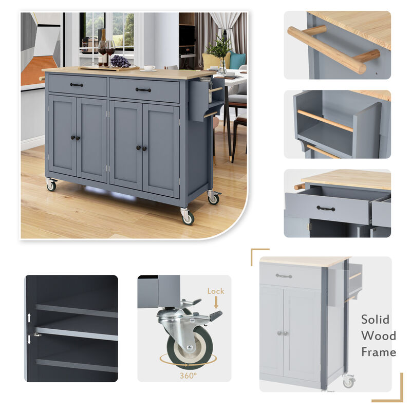 ELEMENT ACE Versatile Kitchen Island Cart with Adjustable Storage Shelves and Durable Solid Wood Top image number 5