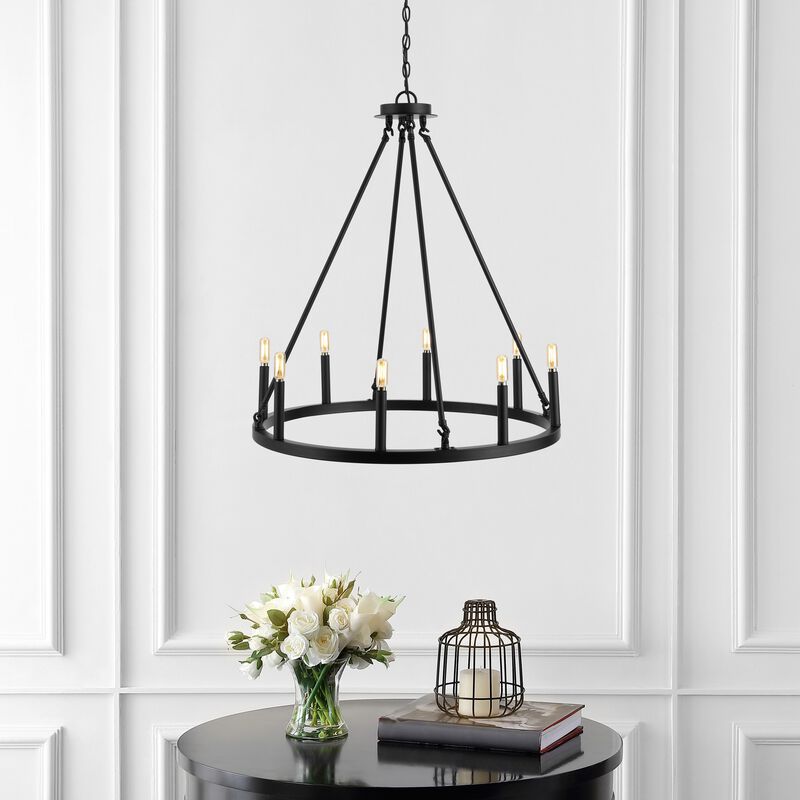 Oberto Ring Iron Rustic Farmhouse LED Chandelier