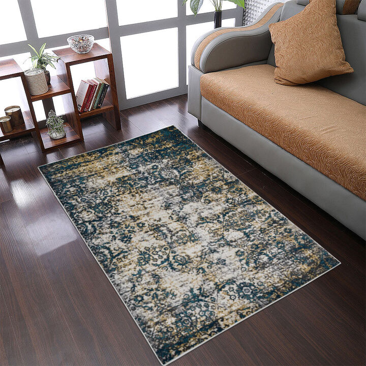 RUGSOTIC CARPETS MACHINE MADE HEATSET POLYPROPYLENE AREA RUGS  - Rectangle Shape, Floral Modern Design, Midium Pile Machine Made Area Rugs (M00006)
