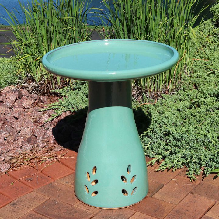 Sunnydaze Classic Outdoor Cut-Out Ceramic Bird Bath - 20.5 in