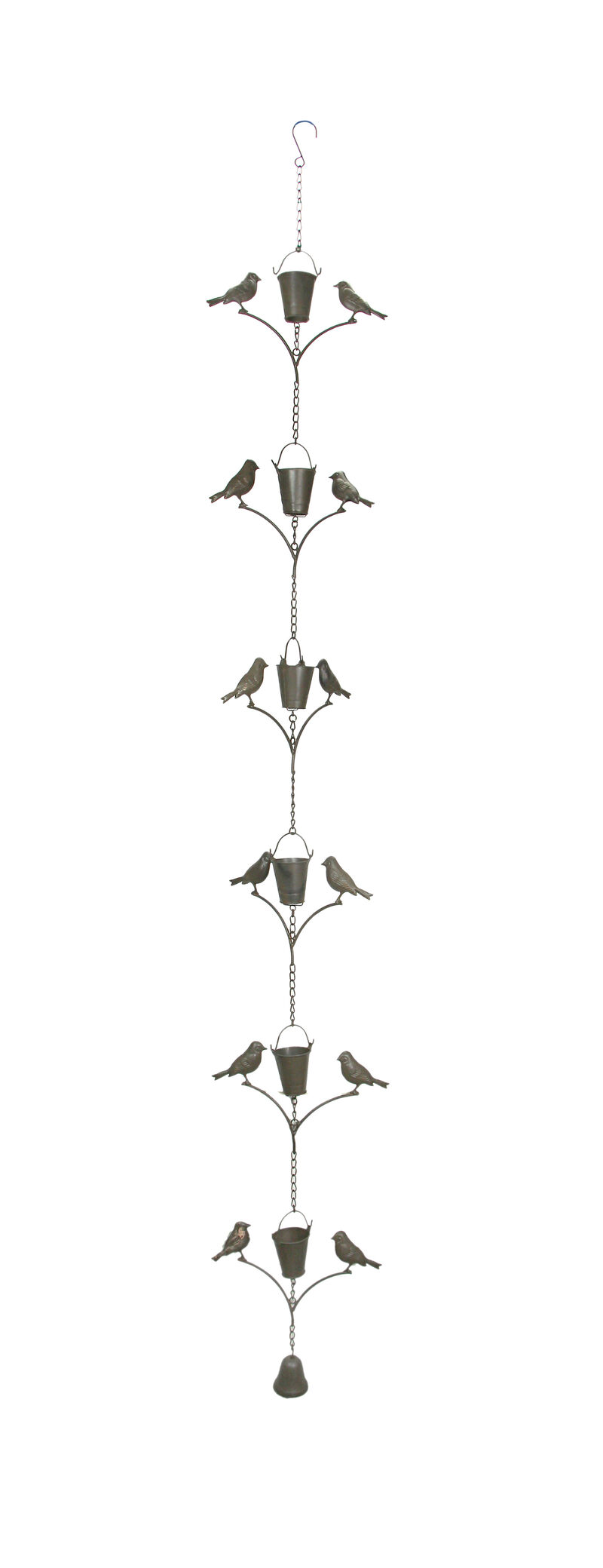 78 Inch Dark Brown Metal Rain Chain Decorative Bird Patio Decor Garden Accent image number 0