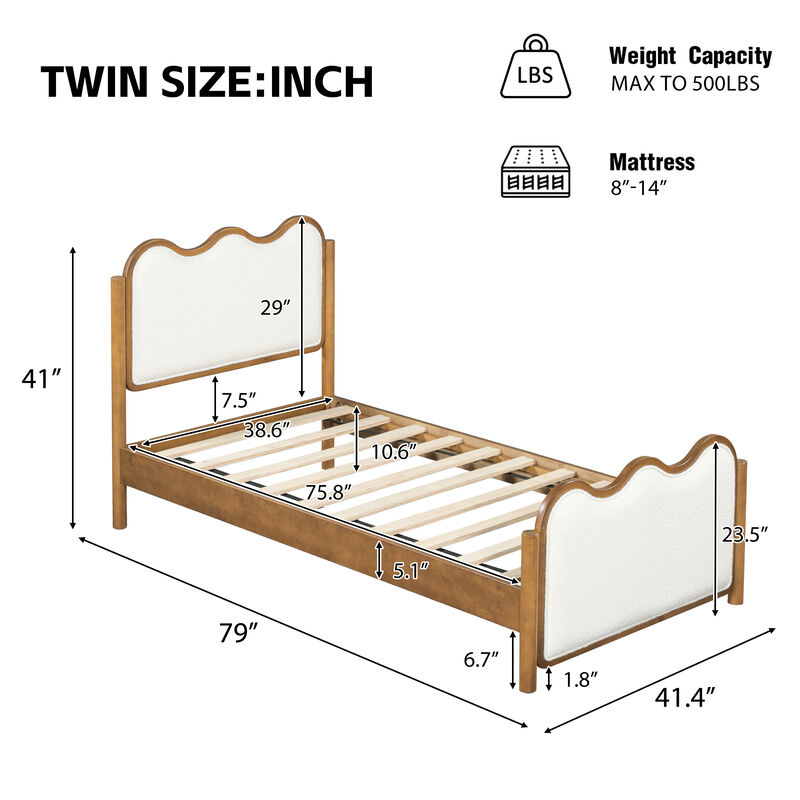Christopher Knight Home Priscilla Modern Bed Frame with Boucle Upholstered  Wavy Headboard image number 2