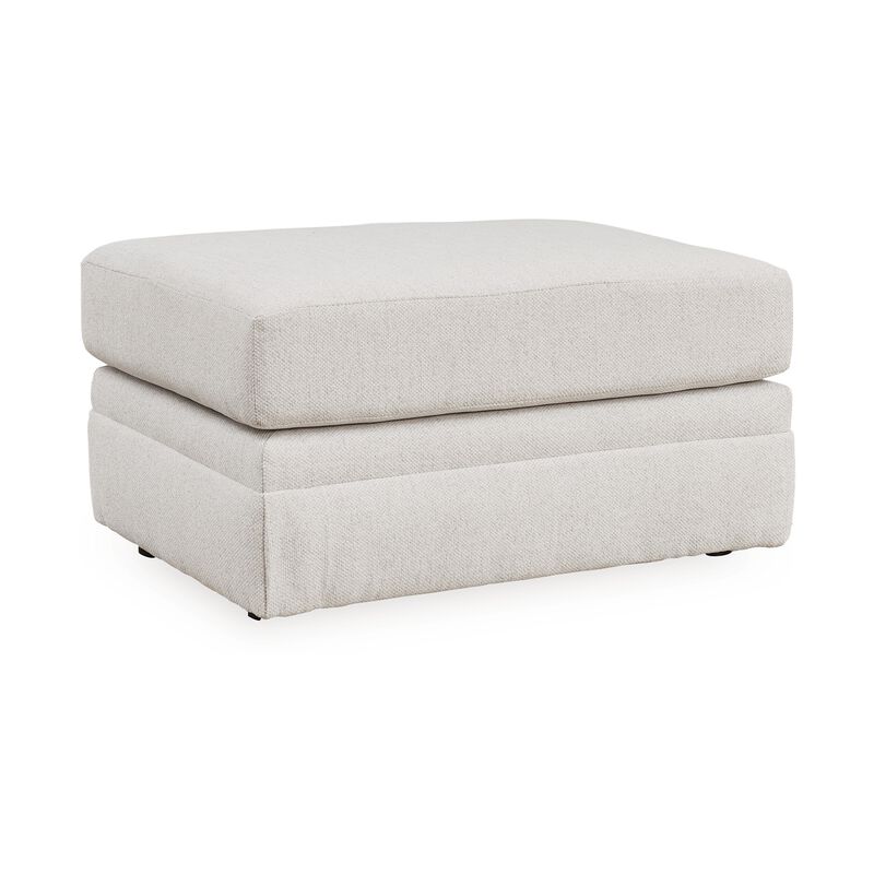Maite Ottoman, Modern Chalk Gray Polyester, Soft Cushions, 34 Inch - Benzara