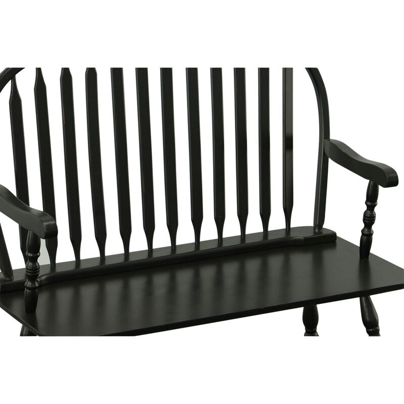 HomeRoots 44" Wood Windsor Spindle Back Bench image number 3