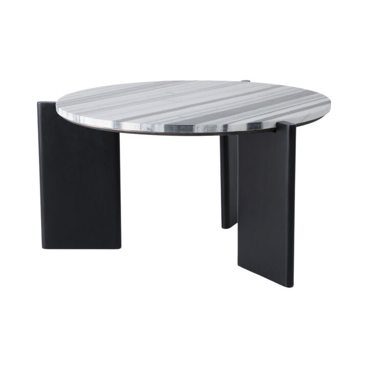 32x17 Panda Marble Coffee Table, Blk/wht