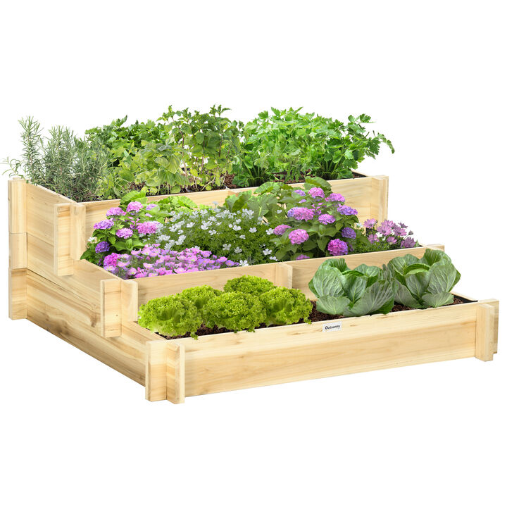 Hivvago 3 Tier Raised Garden Bed with Drainage Liner