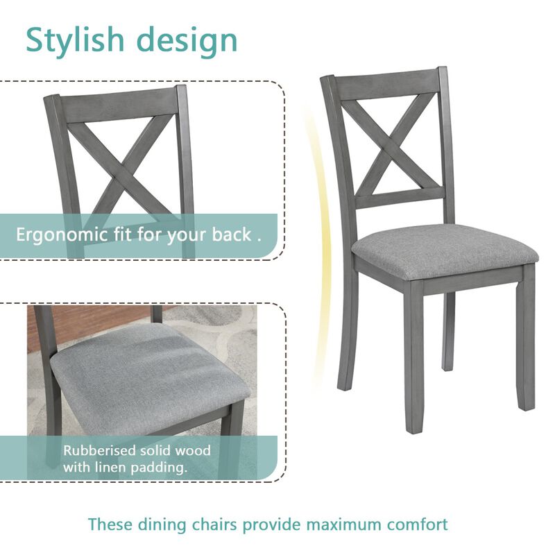 5 Piece Wooden Dining Table Set with 4 Chairs, square dining table set for 4, modern dining table set for kitchen, dining room table set image number 8