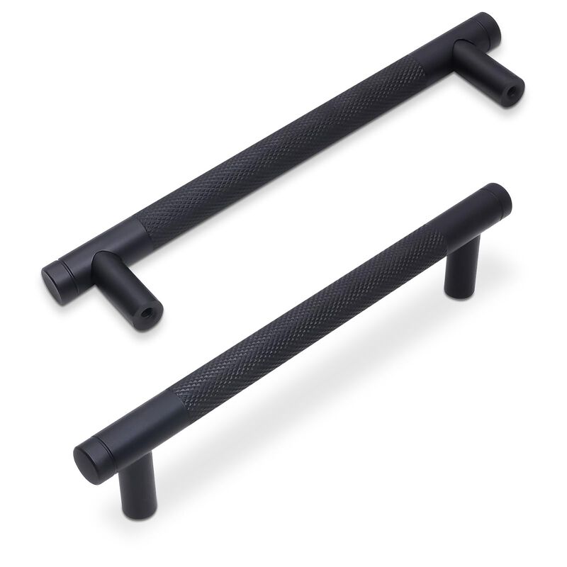 BUKOBYHE 10 Pack 6-1/4 inch(160mm) Matte Black Kitchen Cabinet Handles Knurled Cabinet Pulls Black Drawer Pulls Kitchen Hardware