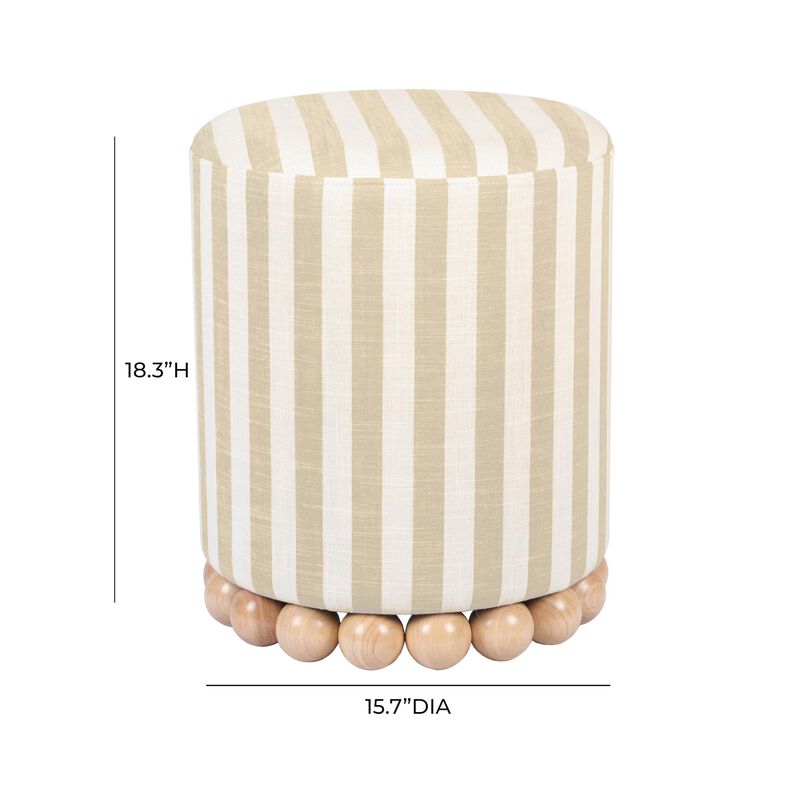Tov Furniture Dex Pouf en lin ray&eacute; Beige image number 2