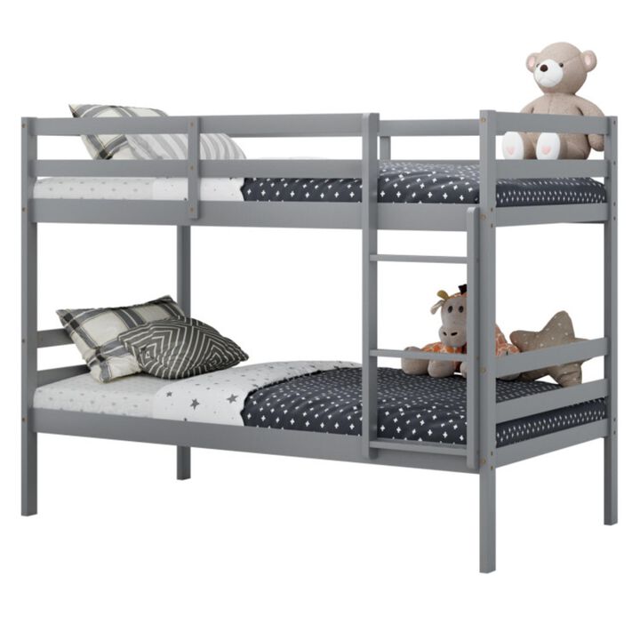 Hivvago Twin Size Sturdy Wooden Bunk Beds with Ladder and Safety Rail