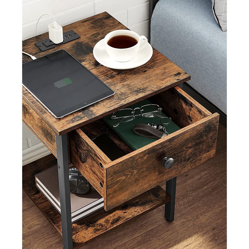 BreeBe Nightstand with Charging Outlets