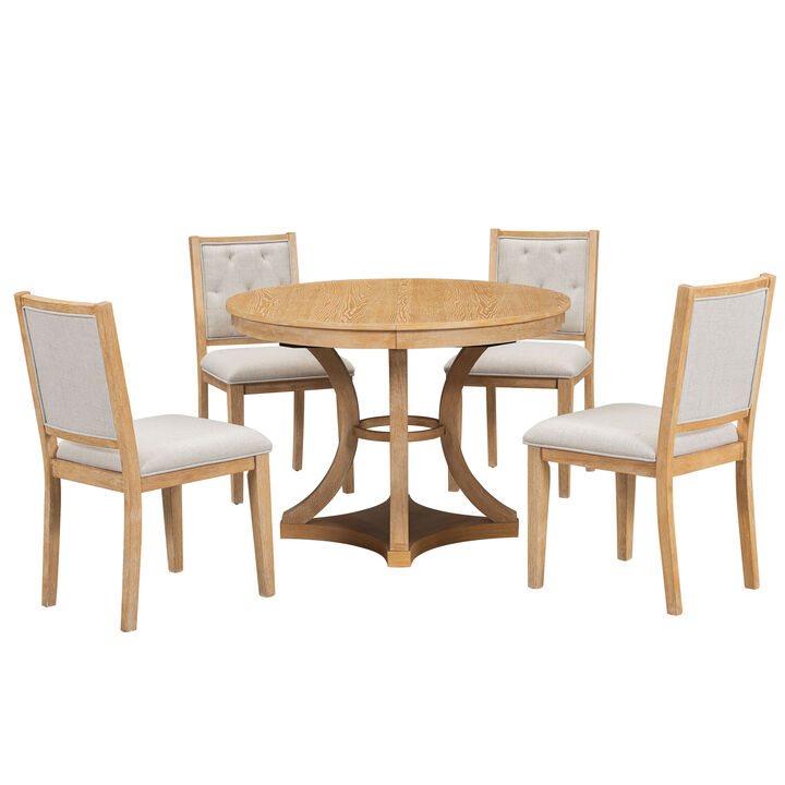 Merax 5-Piece Retro Functional Dining Table Set