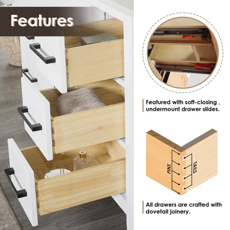 Altair Double Bathroom Cabinet Vanity Base in White without Top and Sink, no Mirror