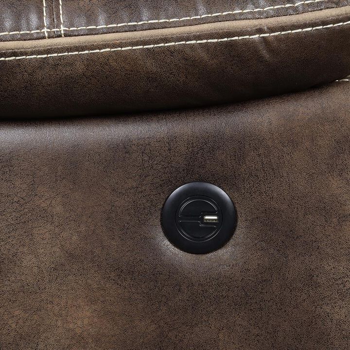 Madrona Burke 86 Power Reclining Sofa with Dual Recliners, Microsuede Upholstery