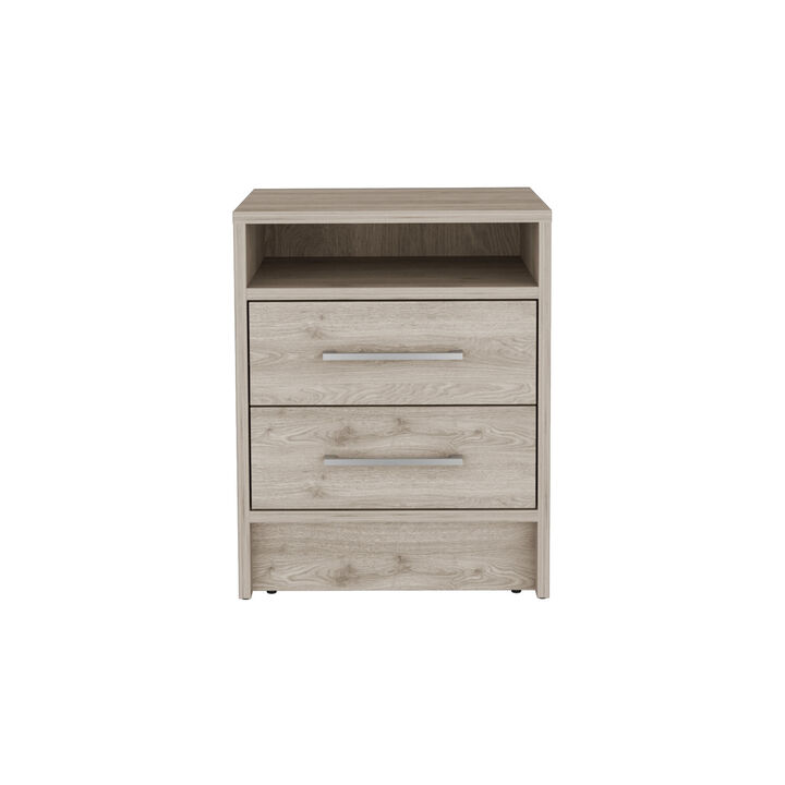 Streamdale Eter Nightstand, Superior Top, Two Drawers - Light Gray