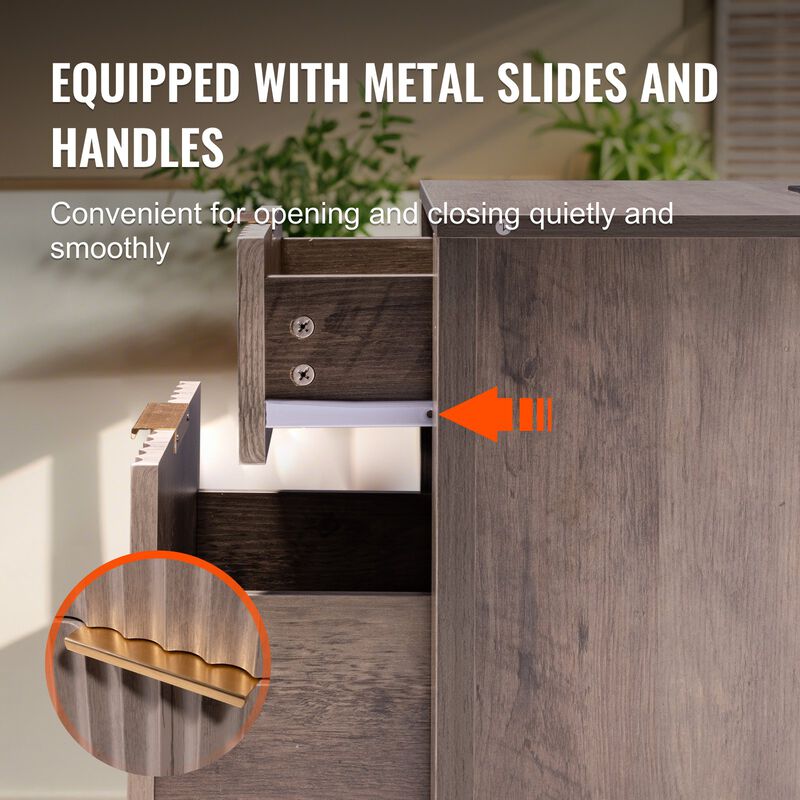 3 Tiers End Table with Storage Cabinet and 2 Drawers Ideal for Living Room