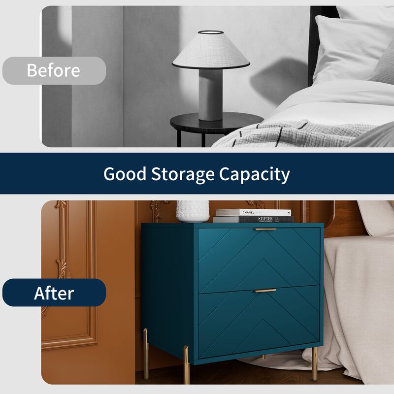 2-Drawer Nightstand With Elegant Design