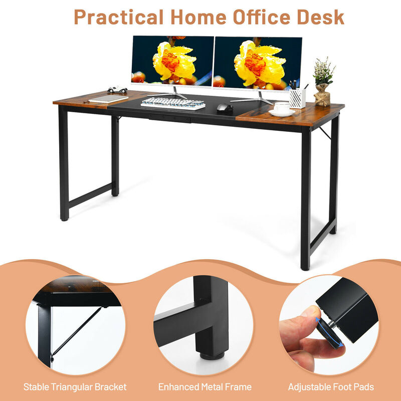 Costway 63'' Large Computer Desk Writing Workstation Conference Table Home Office