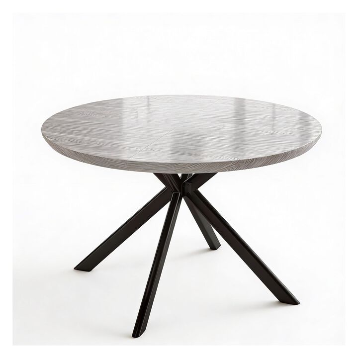 Envelor Round Solid Wood Dining Table with Metal Legs