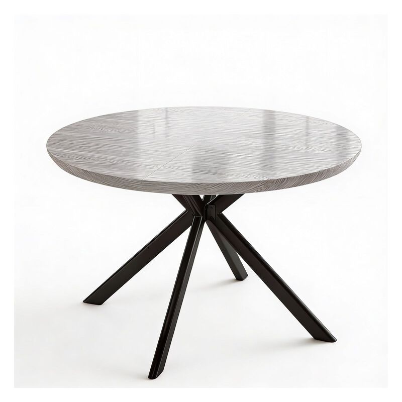 Envelor Round Solid Wood Dining Table with Metal Legs image number 0