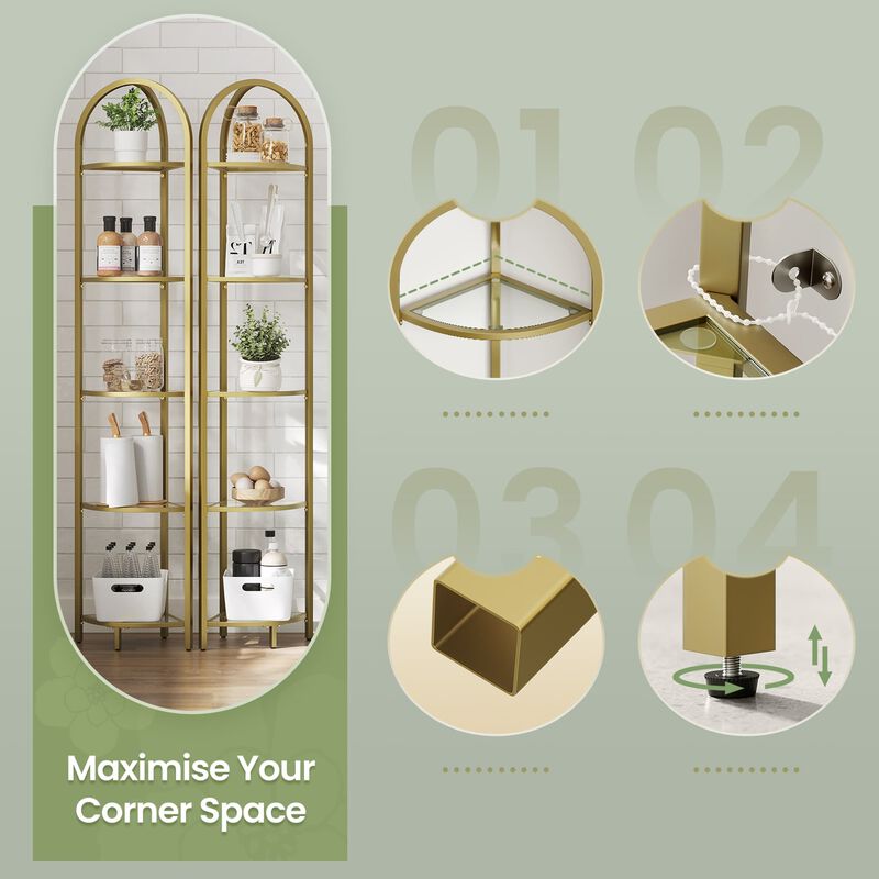 Corner Display Shelf with Tempered Glass for Living Room Decor image number 4