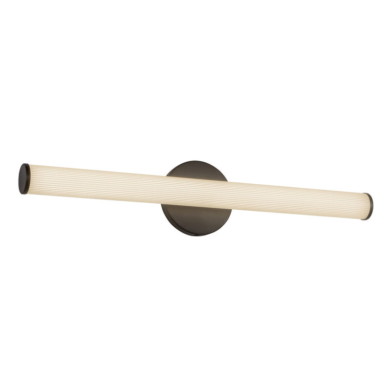 Vire 24-in Black Damp-Rated Dimmable LED Wall/Vanity Light with Ribbed Opal Diffuser image number 2