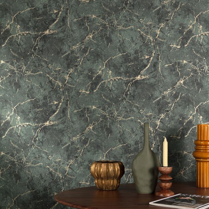 Textured Vibes Marble Plain Green Wallpaper A78002