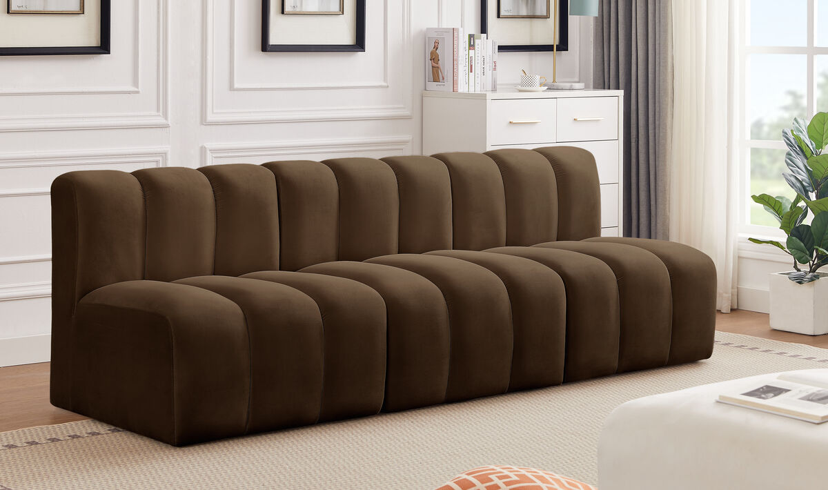 Meridian Furniture Arc Brown Velvet Modular Sofa
