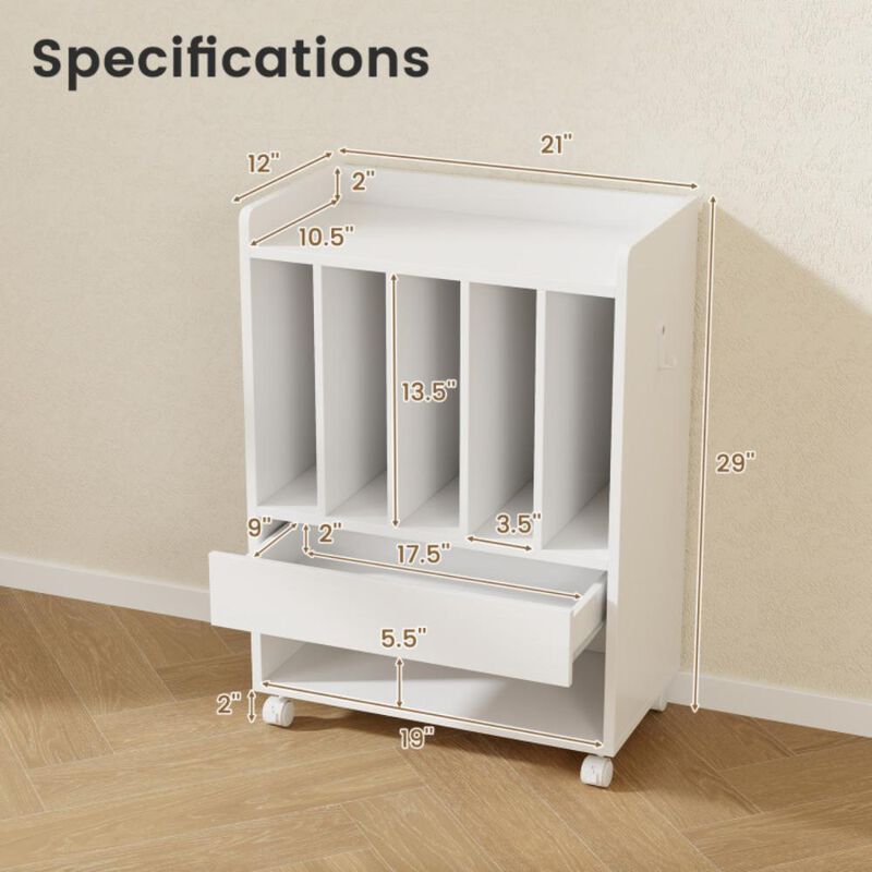 Hivvago Record Rolling Turntable Player Stand with Drawer