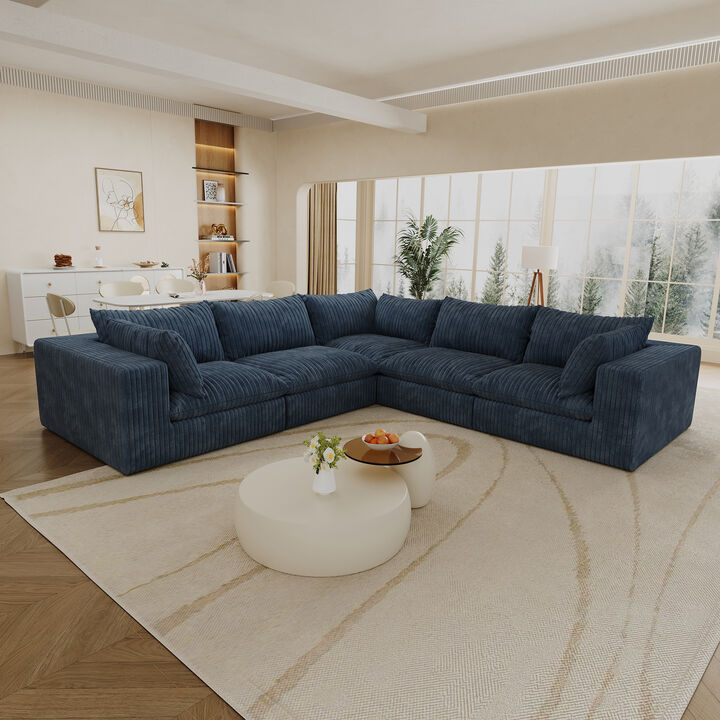 Whisen 118.2'' 5-Seat V-Shaped Cloud Sofa Deep Seat Couch