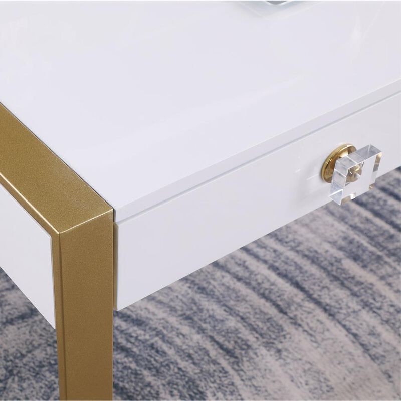 Best Master Furniture Erato White with Gold Legs Computer Desk