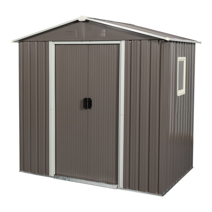 Hivvago 6ft x 5ft  Outdoor Storage Shed for Garden with  Window and Lockable Sliding Door