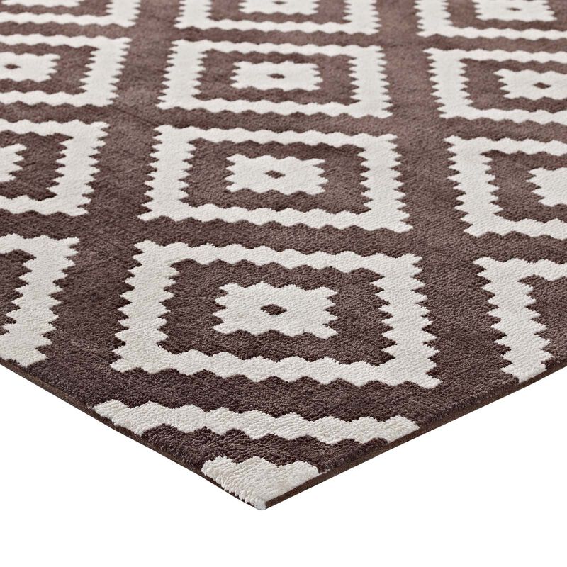 Alika Abstract Diamond Trellis 5x8 Area Rug - Ivory and Brown image number 3