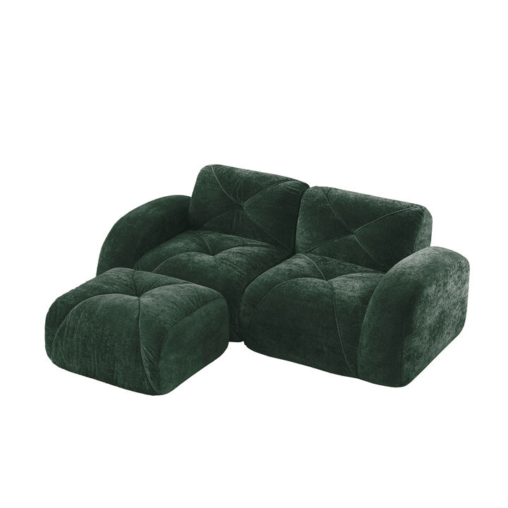 Merax L-Shaped Boneless Sofa,Soft Velvet Fabric,Tufted Design,32D High Density Sponge