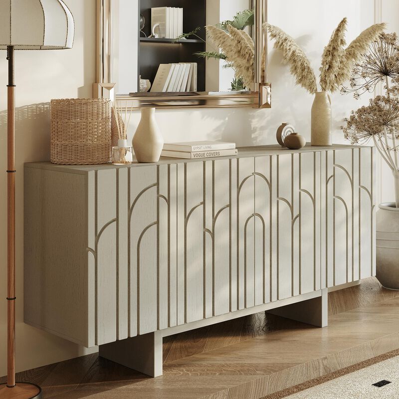 Clihome 63"Sideboard Buffet Cabinet with Adjustable Shelf