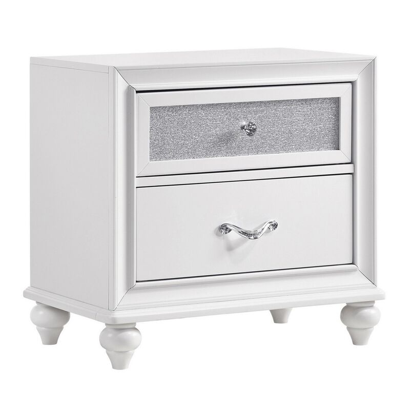 King Bedroom Set, White Wood, 3 Piece Set with 2 Nightstands image number 5