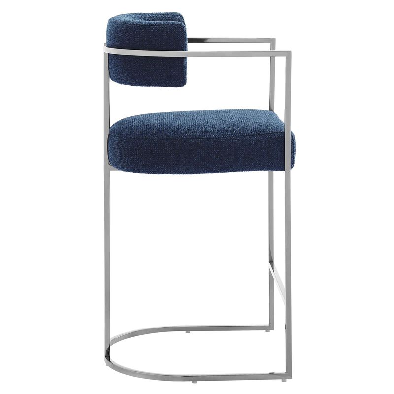 Modway Huron Modern Barrel Counter Stool with Sled Base in Silver Navy image number 6