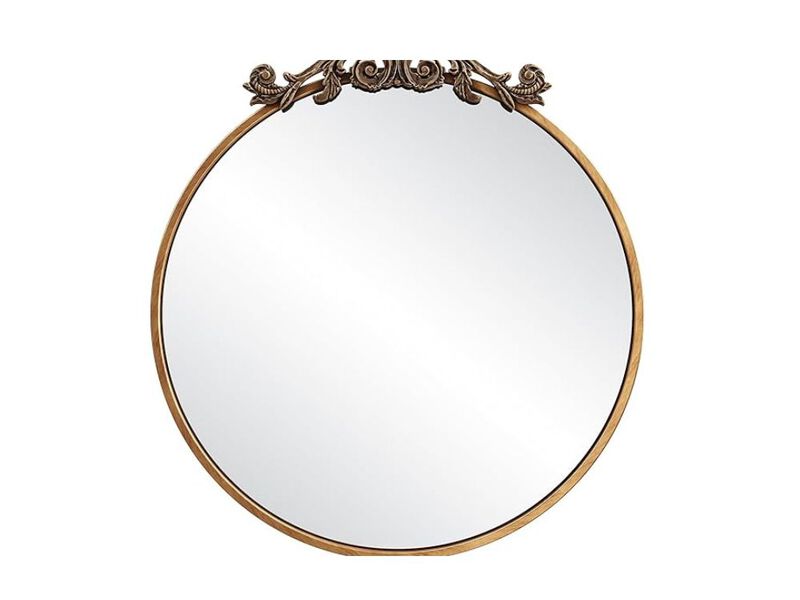 26" Round Antique Gold Wall Mirror &ndash; Ornate Baroque Accent for Living Room