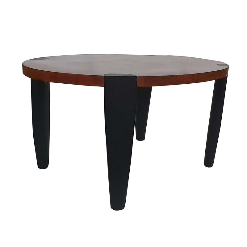 Max 35 Inch Oval Top Coffee Table, Mango Wood, Iron Frame, Brown, Black