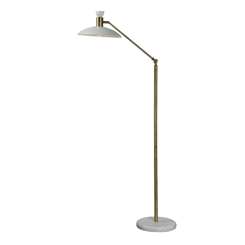 55" White and Gold Curved Adjustable Floor Lamp