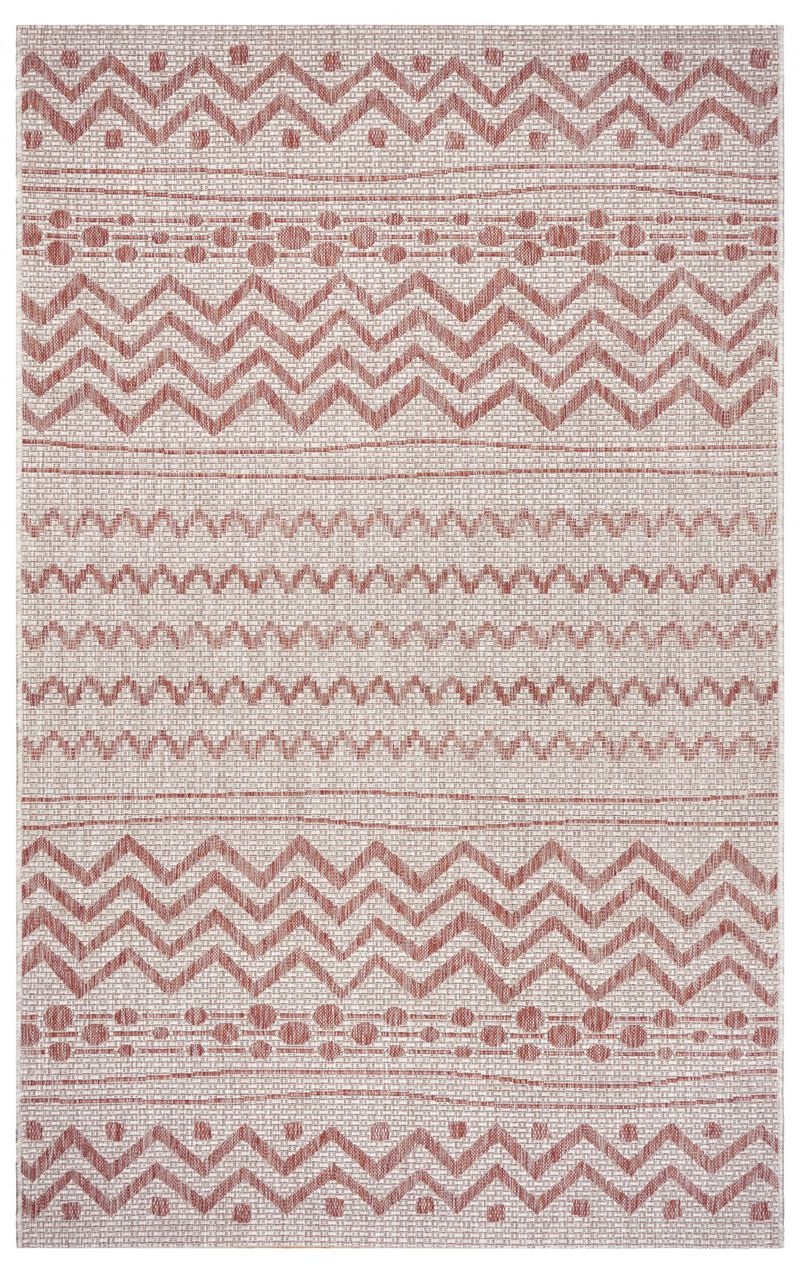 5 x 8 Red Zigzag Indoor Outdoor Area Rug