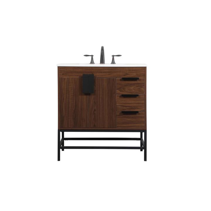 Elegant Kitchen and Bath 32 inch Single bathroom vanity in walnut